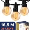 Novalits - Lichtsnoer Buiten & Binnen – Lichtslinger 16 Meter Met 25 LED's – Tuinverlichting Led - Sfeerverlichting - Prikkabel - Lampjes Slinger - Feestverlichting - Met Afstandsbediening & Dimfunctie - 4 Extra Leds