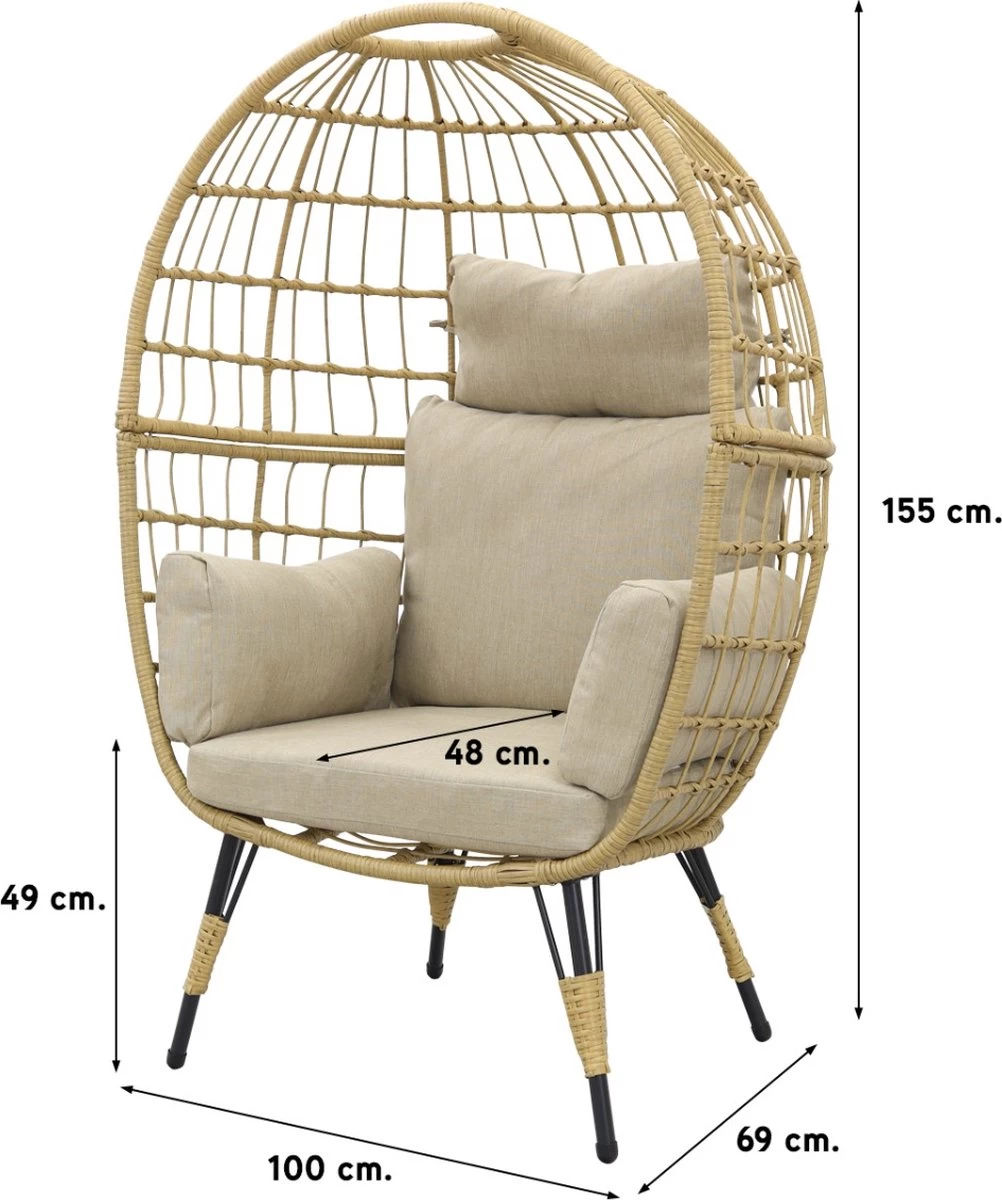 Lola Egg Relaxstoel - Natural Sand - Mand Stoel - Afbeelding 5