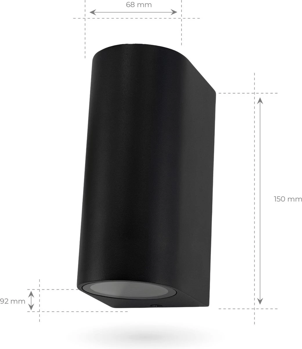 Ledvion Douglas - Wandlamp Buiten - Zwart - Up Down Light - 2x GU10 Fitting - IP54 - Afbeelding 8