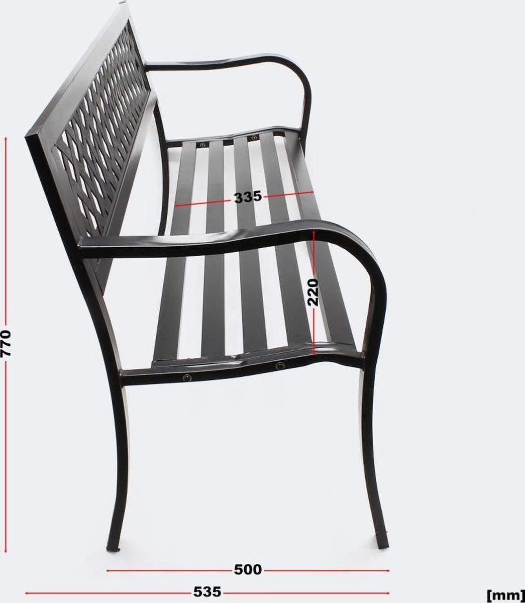 Tuinbank - Marijke -Tuinbankje - Tuinbank Metaal - Tuinbank Hout - Weersbestendig - 126 X 53 X 77 Cm - Afbeelding 6