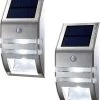 2 Stuks Solar Wandlamp Op Zonne-Energie - Buitenlamp - Bewegingssensor - Dag / Nacht Sensor - Tuinverlichting - LED