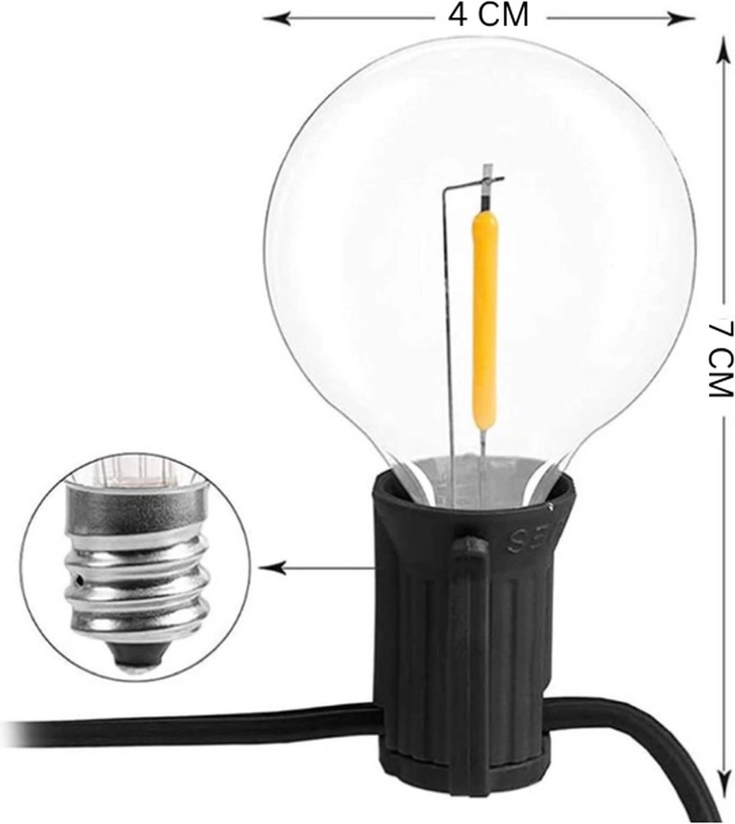 Merkloos Lichtsnoer Op Zonne-energie - Warm Wit - Tuinverlichting - Lichtslinger - 10M - Waterdicht - E27 Fitting - Warm Wit - Incl. 20 LED Lampen - Voor Binnen En Buiten - Solar Tuinverlichting - Afbeelding 15