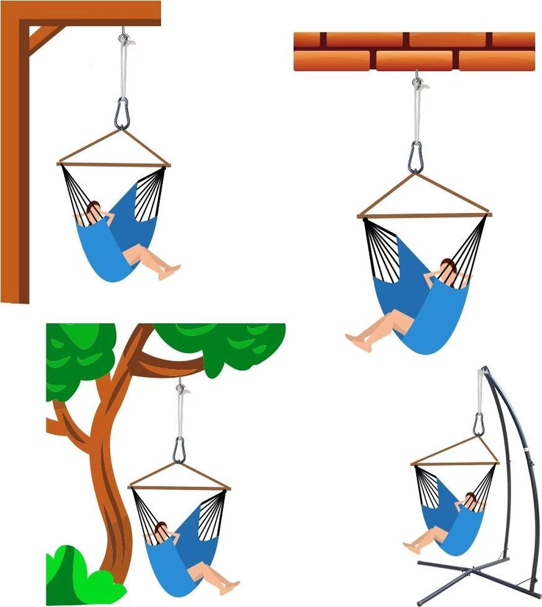 Metalen Ophangset Tot 160kg - Massieve Bevestiging Set Voor Hangstoel Hangmat - Plafond Wand Montage - Afbeelding 6