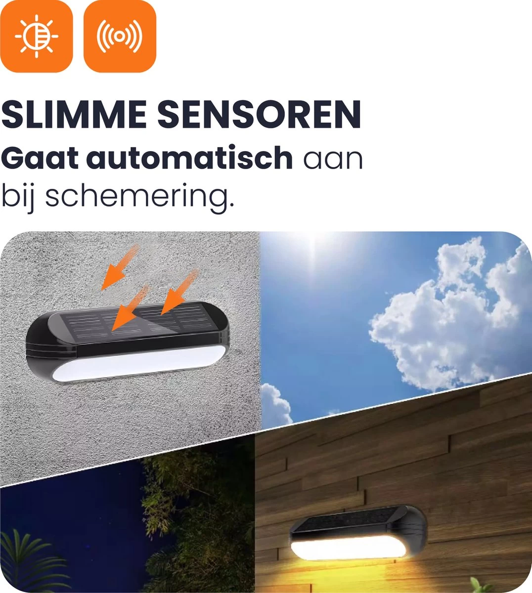 HEKO Solar® Tuinverlichting Dense - 4 Stuks - Solar Tuinverlichting Op Zonneenergie - Solar Wandlamp Buiten - Dag Nacht Sensor - 11 LEDs - RGB - Warm Wit Licht - Met Schroeven - Afbeelding 7