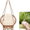 Vita5 Macramé Hangstoel - Voor Binnen En Buiten - Zonder Standaard - Incl. Kussen, Boekenvak En Beschermhoes - Tot 150kg - Bruin/Beige