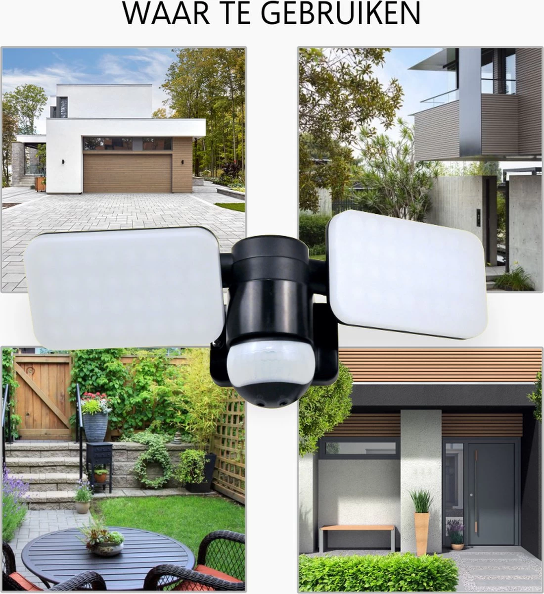 ELRO LF70 Duo LED Buitenlamp Met Bewegingssensor – 2x 10W – 1200LM – IP54 Waterdicht - Zwart - Afbeelding 8
