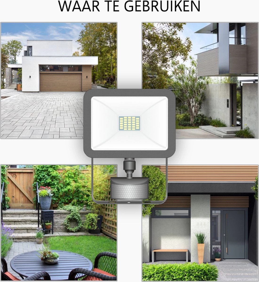 ELRO LF60 Design LED Buitenlamp Met Bewegingssensor - 10W – 800LM – IP54 Waterdicht - Zwart - Afbeelding 7