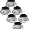 HOFTRONIC Venezia - Set Van 6 LED Inbouwspots RVS - IP65 Waterdicht - Dimbaar - 6 Watt 600 Lumen - Met Lichtbron - 2700K Warm Wit Licht - Zaagmaat 65mm - Inbouwdiepte 45mm - Geschikt Voor Badkamer, Woonkamer, Veranda En Carport - 3 Jaar Garantie