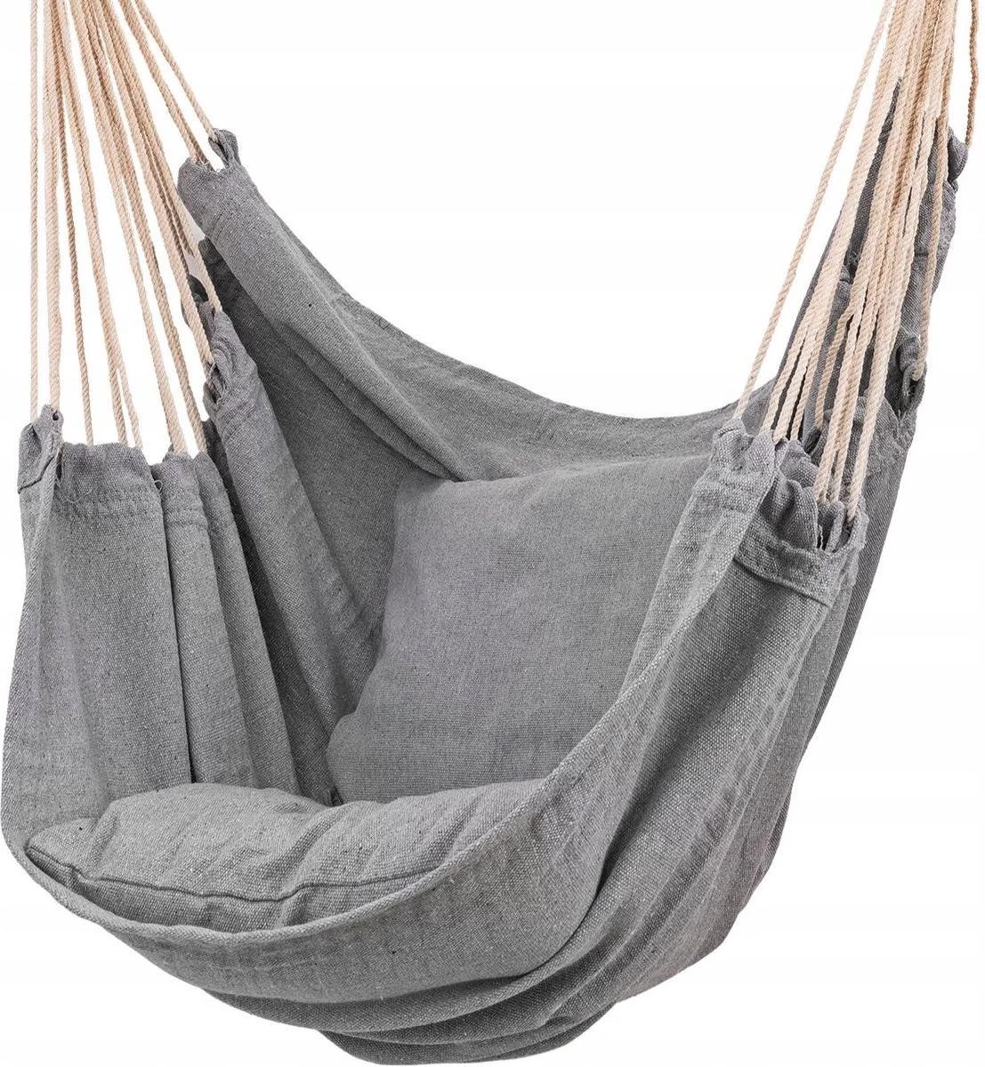 RENALUX Hangstoel Buiten En Binnen - Hangstoel Voor Binnen - Hangstoel Zonder Standaard - Hangstoel Cocoon - Gratis 2 Zachte Kussens - 150 KG - Grijs - Afbeelding 8