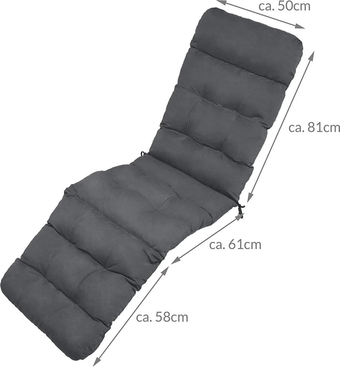 Beautissu Deckchair Kussen 200x50x8 Cm - Ligstoelkussen Antraciet - Matraskussen Voor Hangmatten En Tuin-/terrasstoelen - Flair DC - Afbeelding 4