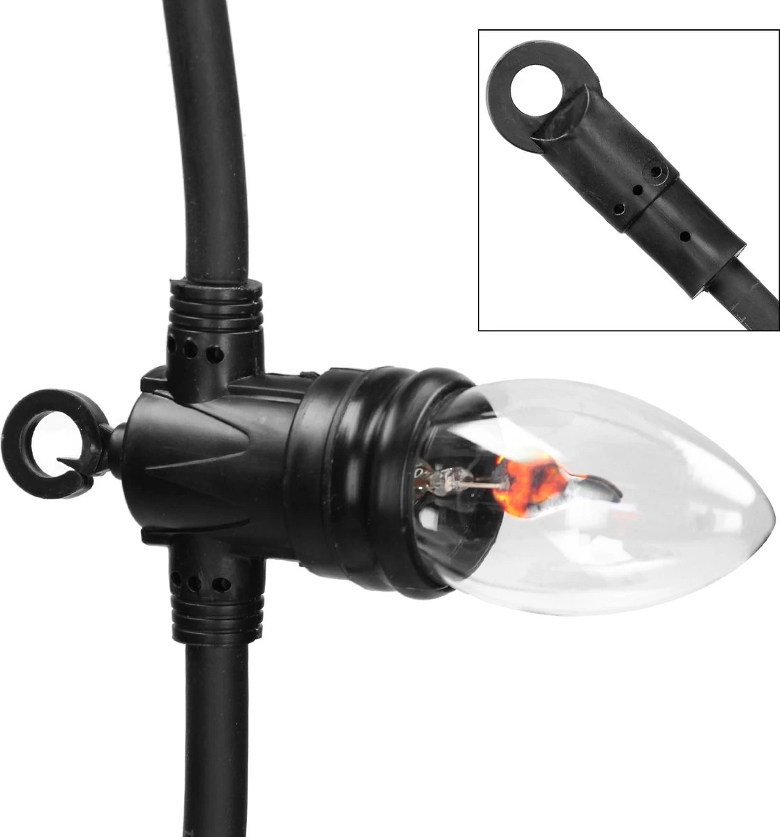 Merkloos Sprookjesverlichting 3,6 M Met 10 Bollen Warm Wit Vlameffect - Afbeelding 2