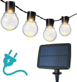 Groovy Light Solar Tuinverlichting Op Zonne-Energie En Netstroom Met 20 LED's - Kerstverlichting Buiten – 3+2m - ø5cm