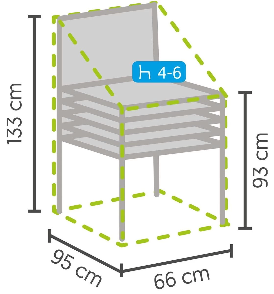 Weersbestendige Beschermhoes Stoel (4 Tot 6 Stapelstoelen) | 66 X 95 X 133/93 Cm (L) | Premium | Waterproof | TÜV Rheinland Gecertificeerd | Hoes Voor Tuin | Waterdicht | Solution Dyed (verkleuring Onmogelijk) | Grijs / Antraciet - Afbeelding 5