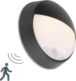 QAZQA Hortus - Moderne LED Buitenlamp Met Bewegingsmelder | Bewegingssensor | Sensor Voor Buiten - 1 Lichts - D 80 Mm - Zwart - Buitenverlichting