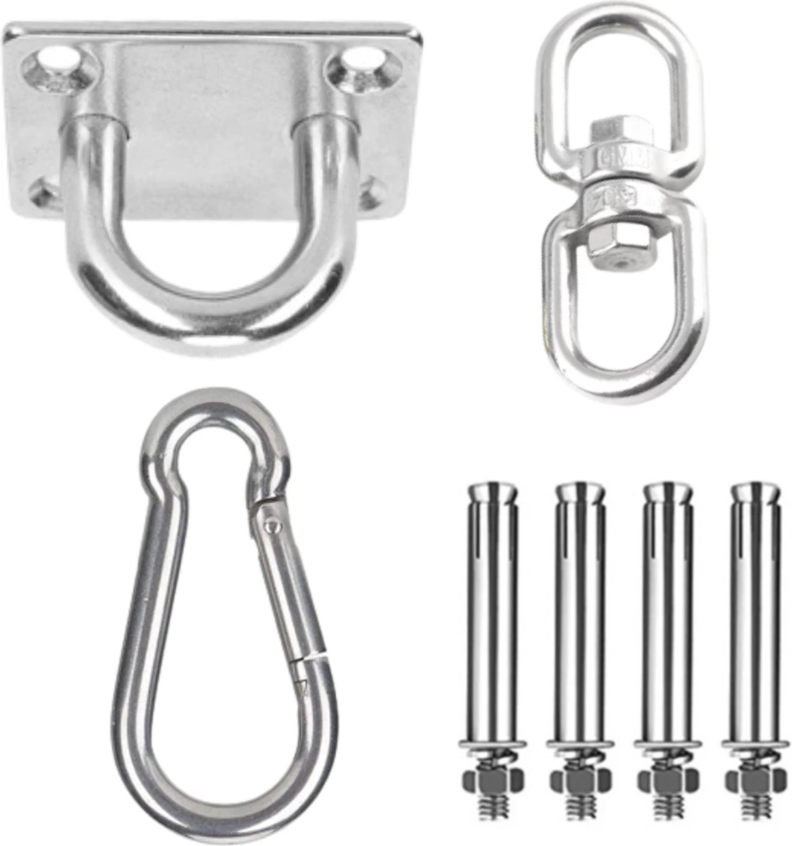 XYZ Goods - Luxe Plafondhaak - Hangmat Bevestigingsset - Schommelhaak - Ophangsysteem - Ophanghaak - Plafondbeugel - Bokszak - Schommelstoel - Hangstoel - RVS