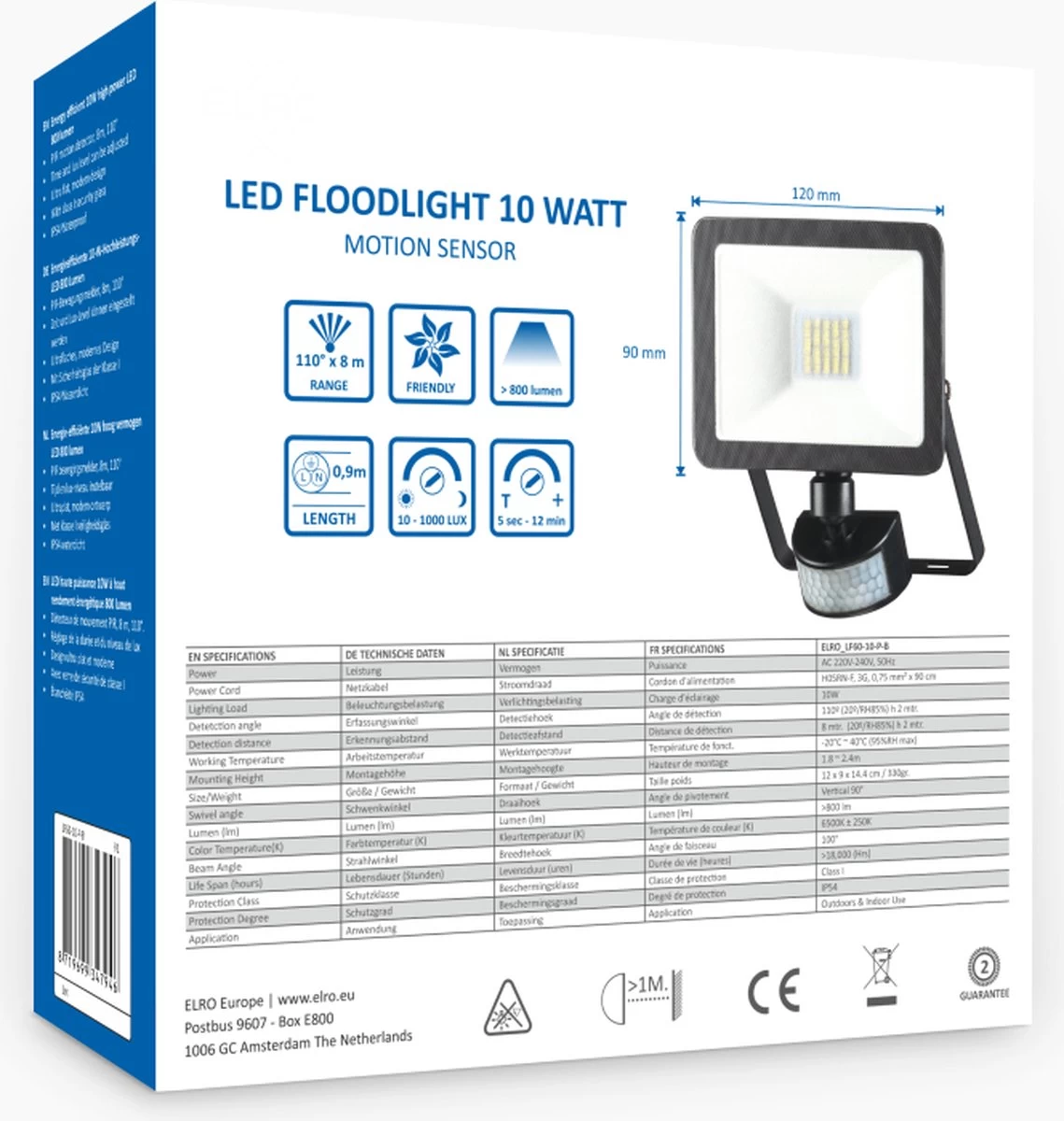ELRO LF60 Design LED Buitenlamp Met Bewegingssensor - 10W – 800LM – IP54 Waterdicht - Zwart - Afbeelding 13