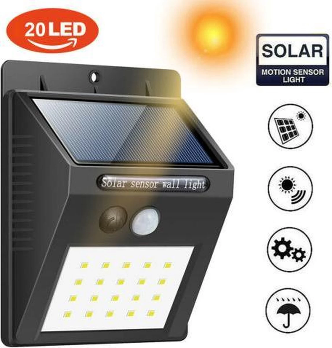 Solar Lamp | Wit | 20 LED Tuinverlichting| Verlichting Op Zonne-energie | IP65 Waterdicht |Tuinverlichting Op Solar | Buitenlamp Op Zonne-energie | Bewegingssensor & Nachtsensor | Tuinlamp Op Zonne-energie |