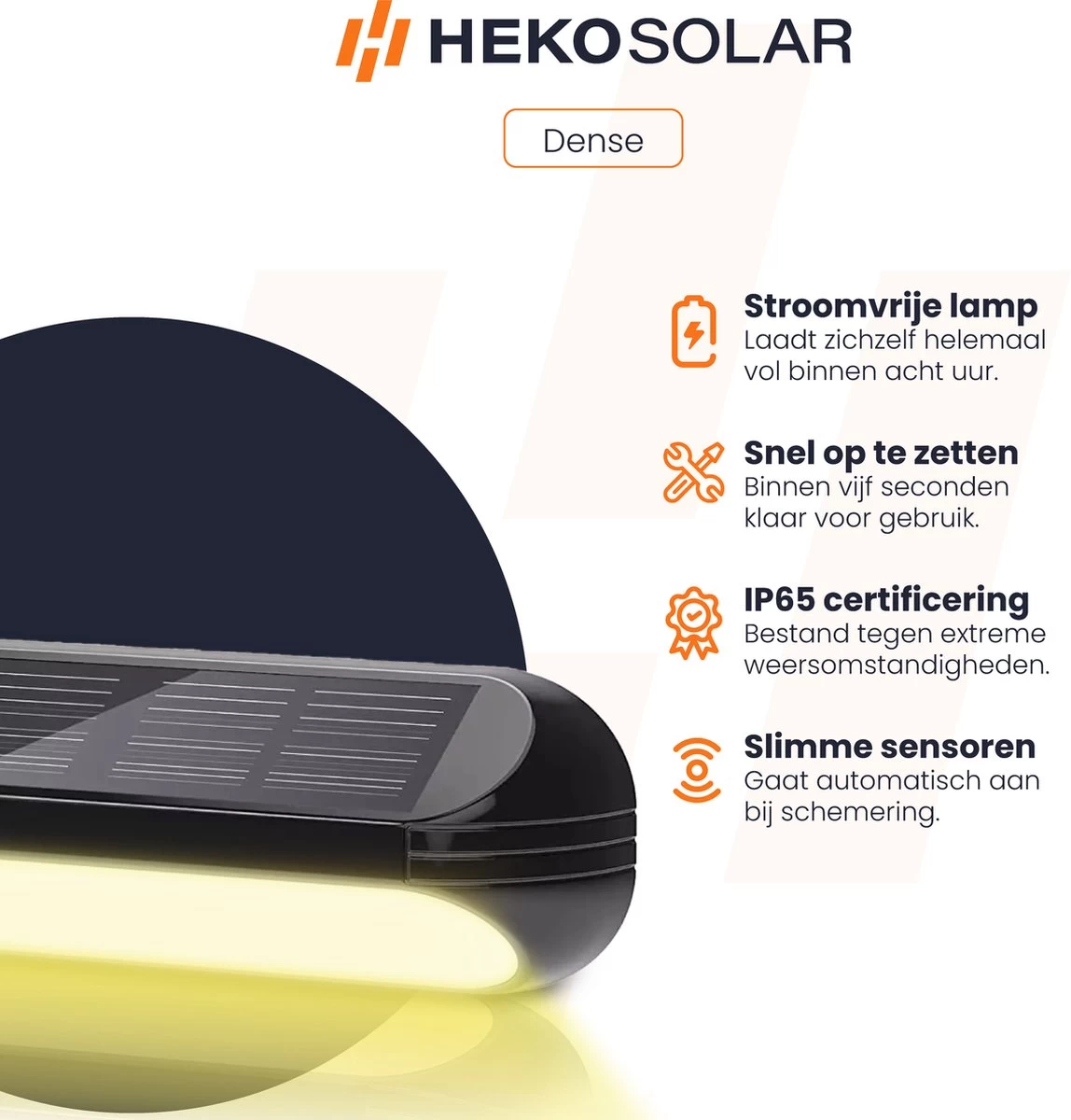 HEKO Solar® Tuinverlichting Dense - 4 Stuks - Solar Tuinverlichting Op Zonneenergie - Solar Wandlamp Buiten - Dag Nacht Sensor - 11 LEDs - RGB - Warm Wit Licht - Met Schroeven - Afbeelding 2