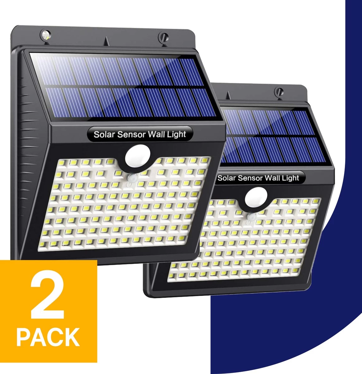 Merkloos Solar Buitenlamp Met Bewegingssensor - Wit Licht - Tuinverlichting Op Zonne-energie - IP65 Waterdicht - 2 Stuks - 97 LEDs - 2700K - Zwart - Afbeelding 7