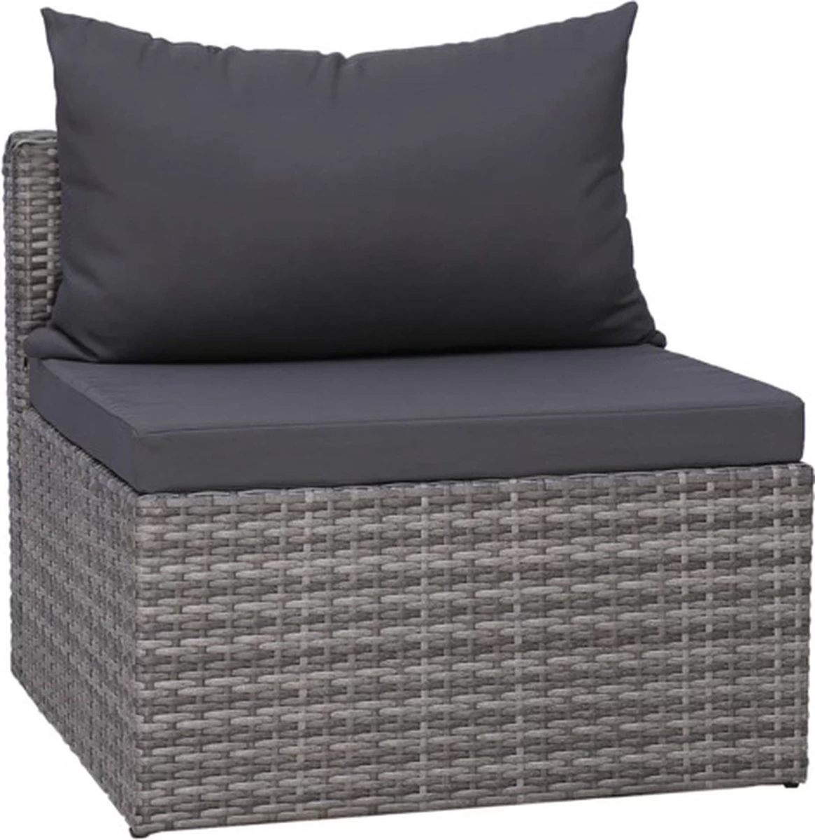 VidaXL 3-delige Loungeset Met Kussens Poly Rattan Grijs - Afbeelding 6