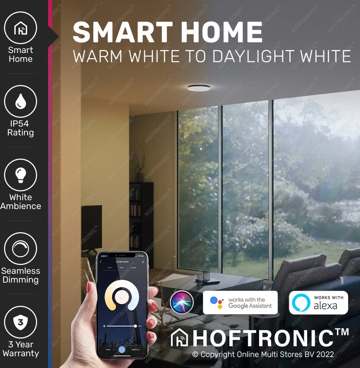 Lumi - 16W Slimme Plafondlamp Badkamer Zwart - IP54 Waterdicht - Smart Home WiFi + BLE - 2700K-6500K White Ambiance - Ø30 Cm - Afbeelding 2