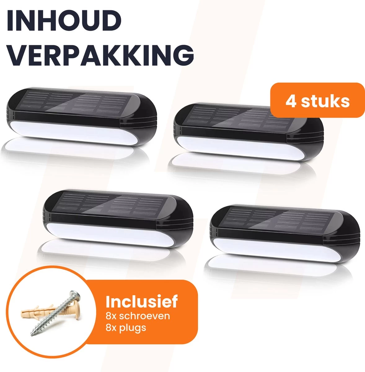 HEKO Solar® Tuinverlichting Dense - 4 Stuks - Solar Tuinverlichting Op Zonneenergie - Solar Wandlamp Buiten - Dag Nacht Sensor - 11 LEDs - RGB - Warm Wit Licht - Met Schroeven - Afbeelding 9