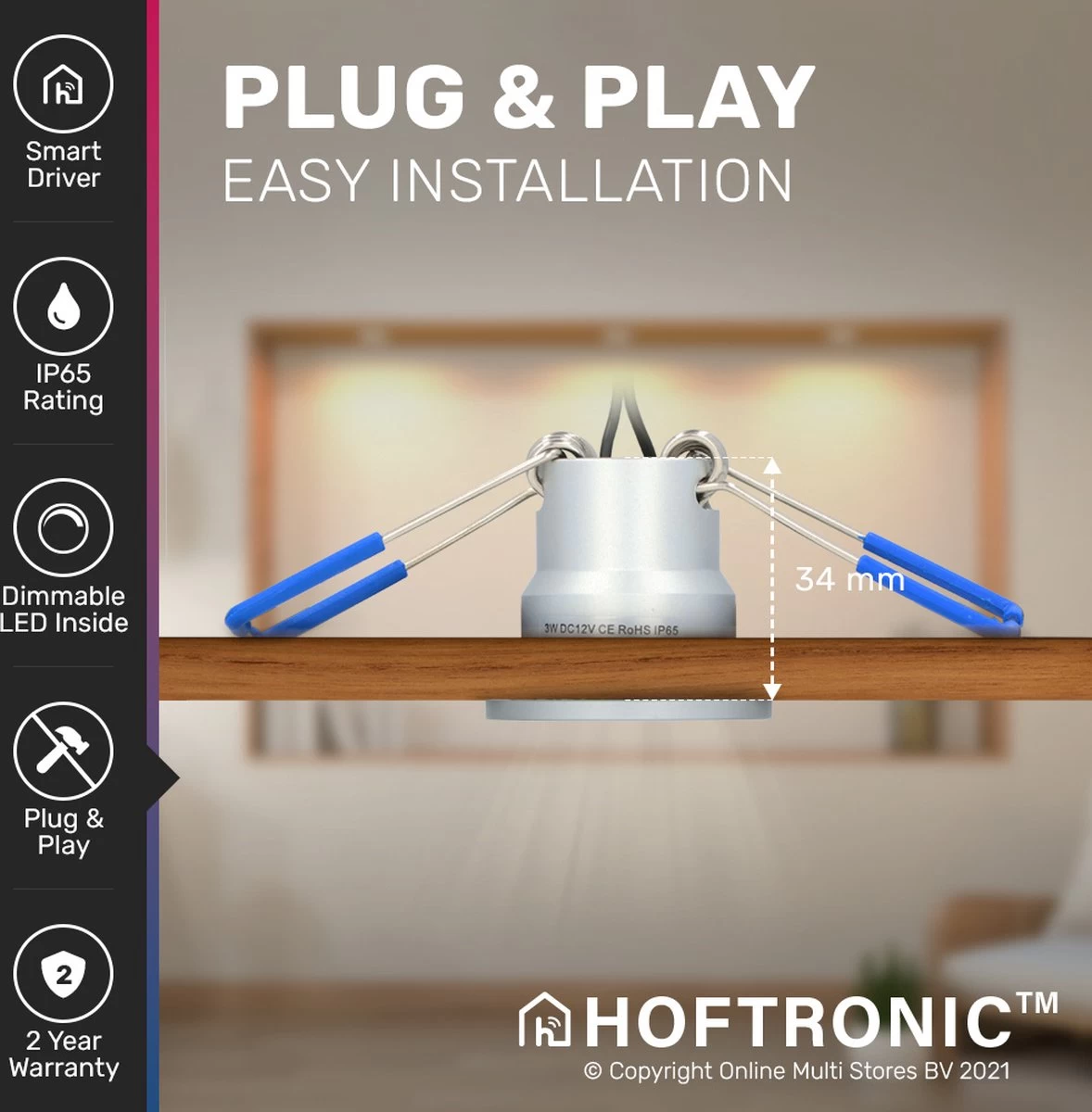 6x Milano RVS Smart LED Inbouwspots Complete Set - Wifi & Bluetooth - 12V - 3 Watt - 2700K Warm Wit - Veranda Verlichting - Voor Binnen En Buiten - Afbeelding 5