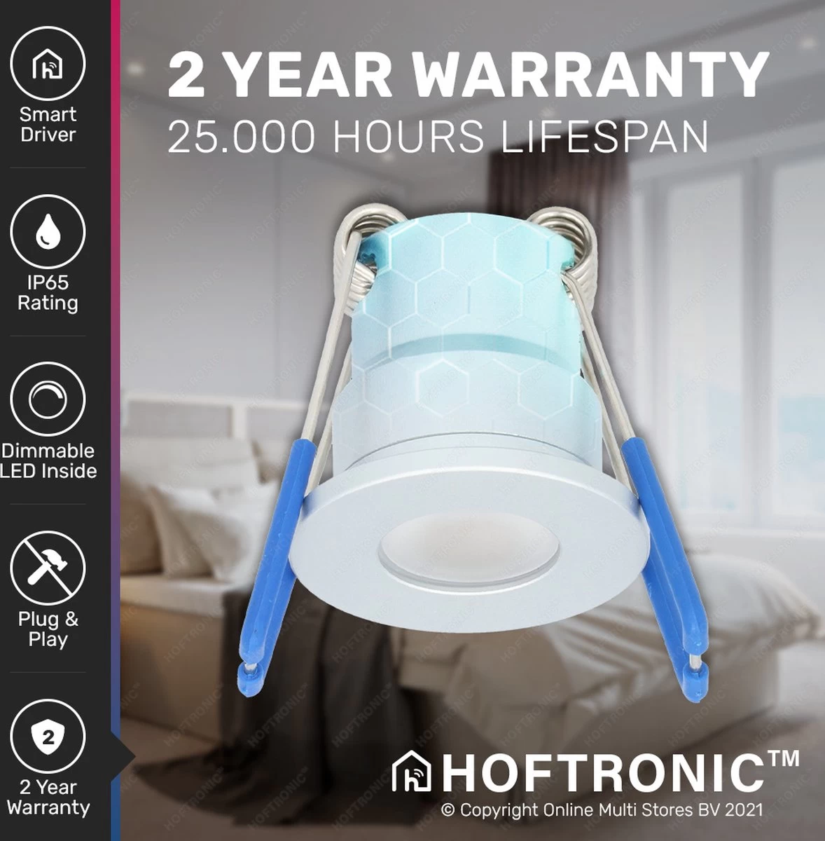 6x Milano RVS Smart LED Inbouwspots Complete Set - Wifi & Bluetooth - 12V - 3 Watt - 2700K Warm Wit - Veranda Verlichting - Voor Binnen En Buiten - Afbeelding 6