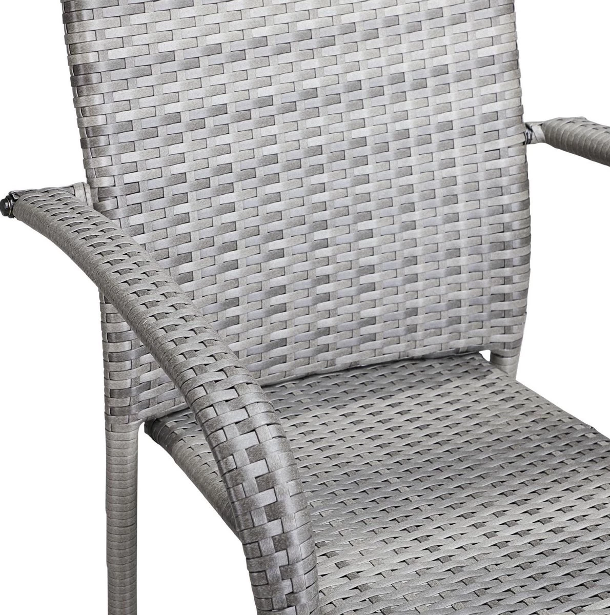 Casaria Polyrattan Tuinstoelen – 4 Stuks Stapelbaar – Grijs - Afbeelding 2