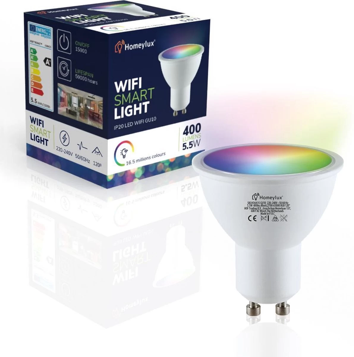 Hoftronic Smart Alvin - Smart LED Wandlamp - WiFi + Bluetooth - Downlight - GU10 5,5 Watt 400lm - RGBWW 16,5 Miljoen Kleuren - Slimme Muurlamp - Geschikt Als Binnen En Buiten Wandlamp - 3 Jaar Garantie - Afbeelding 3