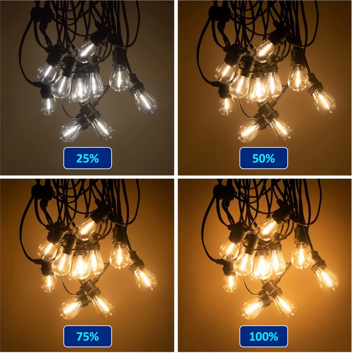 SHINE - Lichtsnoer - Lichtslinger Op Zonne-energie - Solar Led Prikkabel - Feestverlichting - Lampjes Slinger - Tuinverlichting - Vintage Basic Sfeerverlichting - 10 Meter En 12 Led Plug-In Lampen - Afbeelding 15