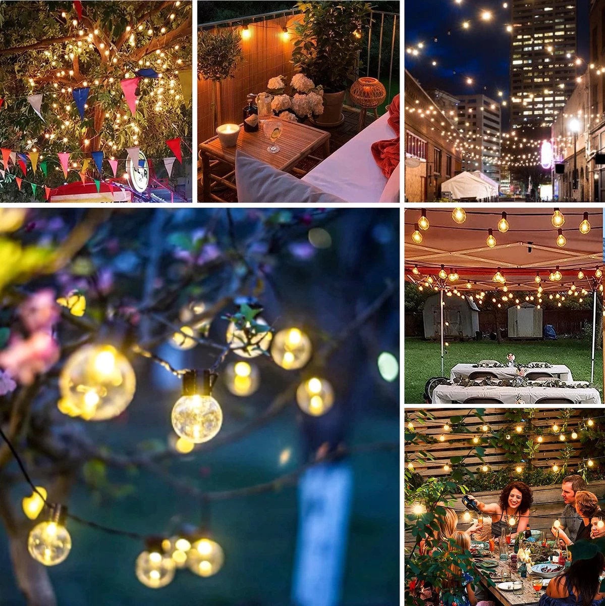 Homèlle Solar Lichtsnoer - 20 LED - 3+2 Meter - Warm-wit - ø5cm - Tuinverlichting Op Zonne-energie - Kerstverlichting - Buitenverlichting - Lichtslinger - Lampjes Slinger - Transparant - Afbeelding 4