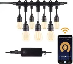 Nince Smart Tuinverlichting 15 Meter - Bedien Met Smartphone - Sfeerverlichting Voor In De Tuin - Lichtsnoer - Tuinverlichting Met Snoer - E27