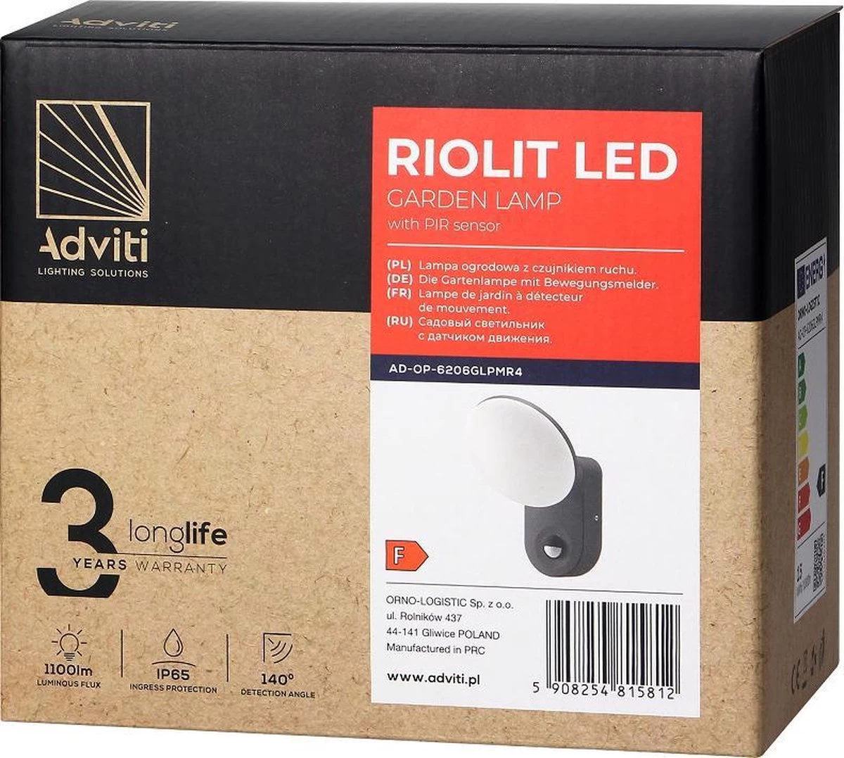 Adviti RIOLIT LED Outdoor Wandlamp Met Bewegingssensor - Antraciet - IP65 - Ik10 - 4000K - 1100lm - 15 Watt - 3 Jaar Garantie! - Afbeelding 2