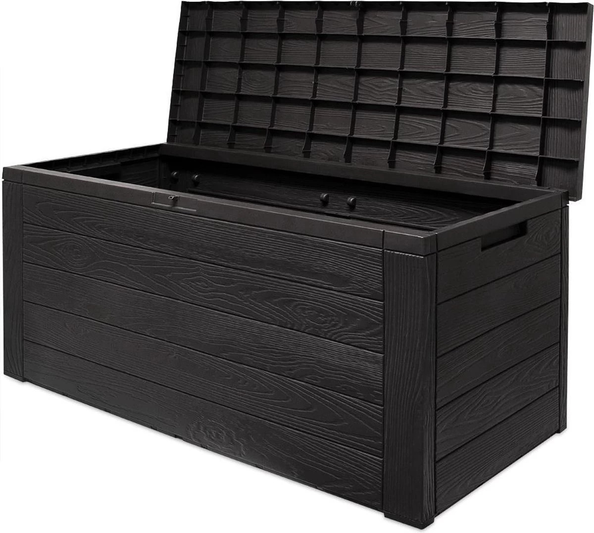 Merkloos Woody Tuin Opbergbox - 324 Liter 45x120x60 Cm - Tuinkussenbox - Antraciet/bruin - Afbeelding 2