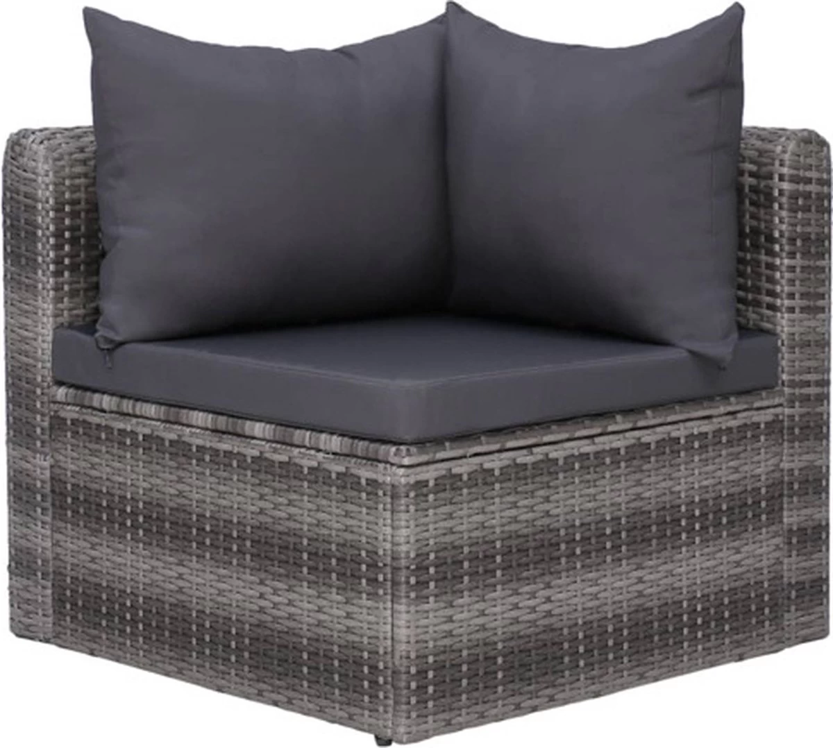 VidaXL 3-delige Loungeset Met Kussens Poly Rattan Grijs - Afbeelding 4