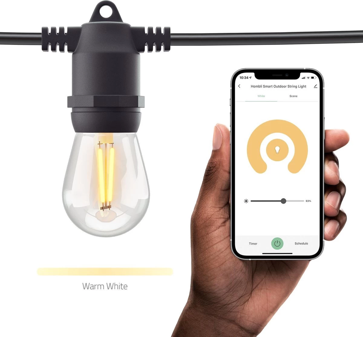 Hombli Smart Outdoor String Light 5m – Lichtsnoer Voor Buiten – Sfeerverlichting Voor In De Tuin, Balkon En Terras – Weerbestending IP65 - Afbeelding 16