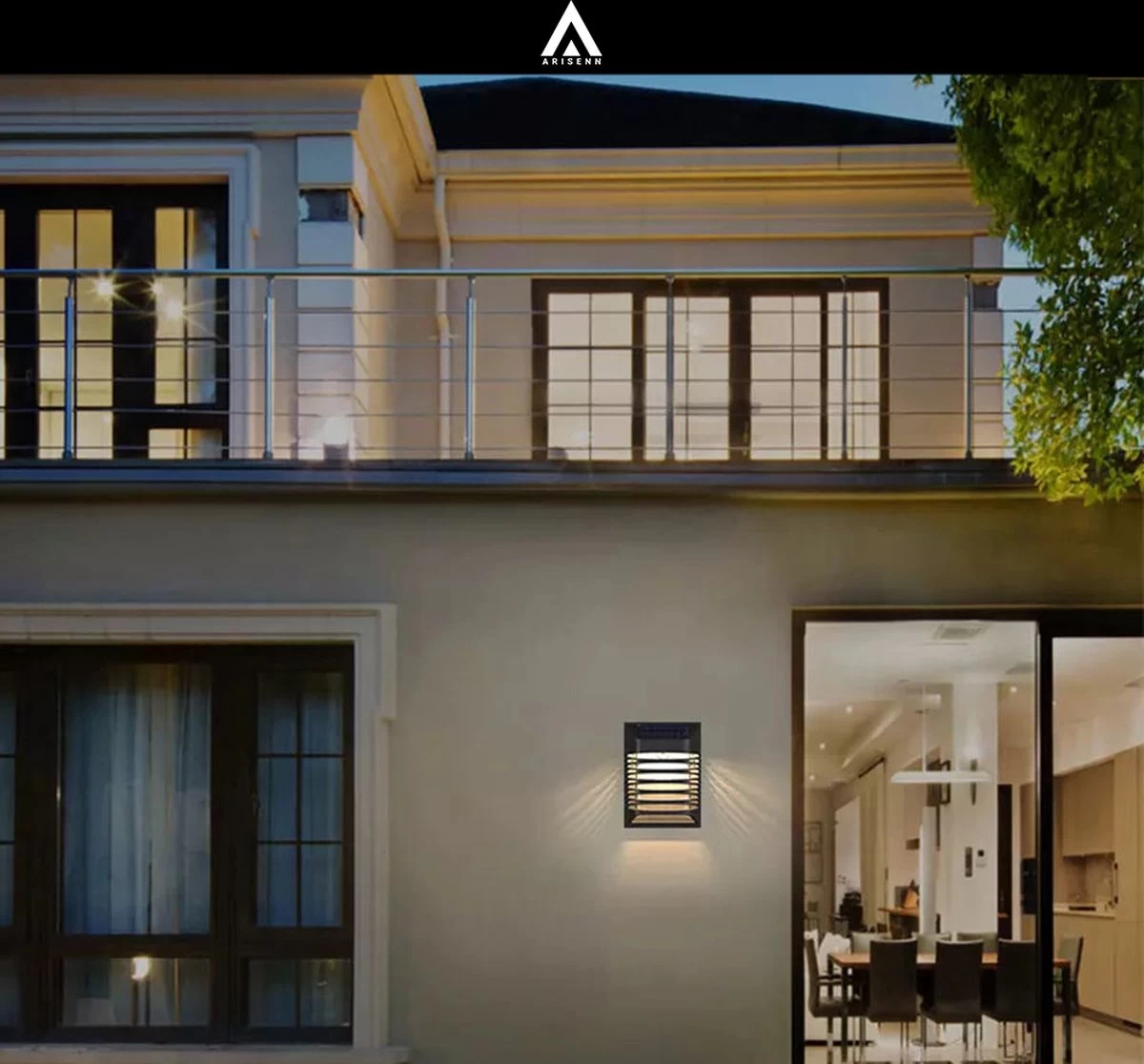 Arisenn® Crystal Solar Buitenlamp - IP65 Waterdicht - Prachtige Solar Technologie Monokristal Zonnepaneel Wandlamp - 3000K Warm Wit (sfeervol) - Tuinverlichting Op Zonne-energie | Schutting Wand Licht - Afbeelding 6