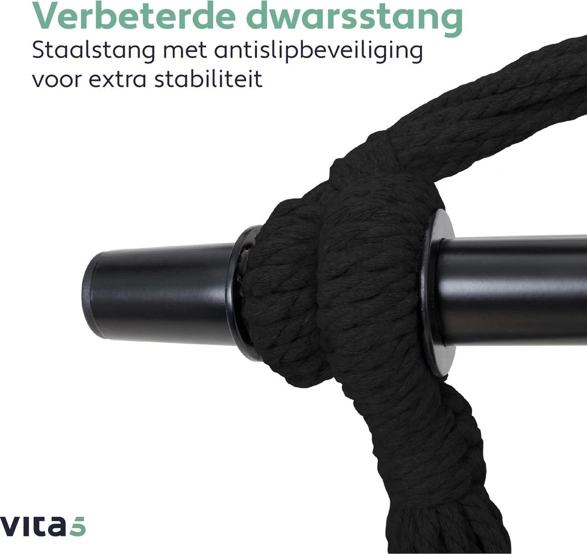 Vita5 XXL Hangstoel | Binnen&Buiten Hangnest | Incl. 2 Kussens En Boekenvak | Volwassenen&Kinderen | Hangmatstoel Tot 225kg | Grijs - Afbeelding 6