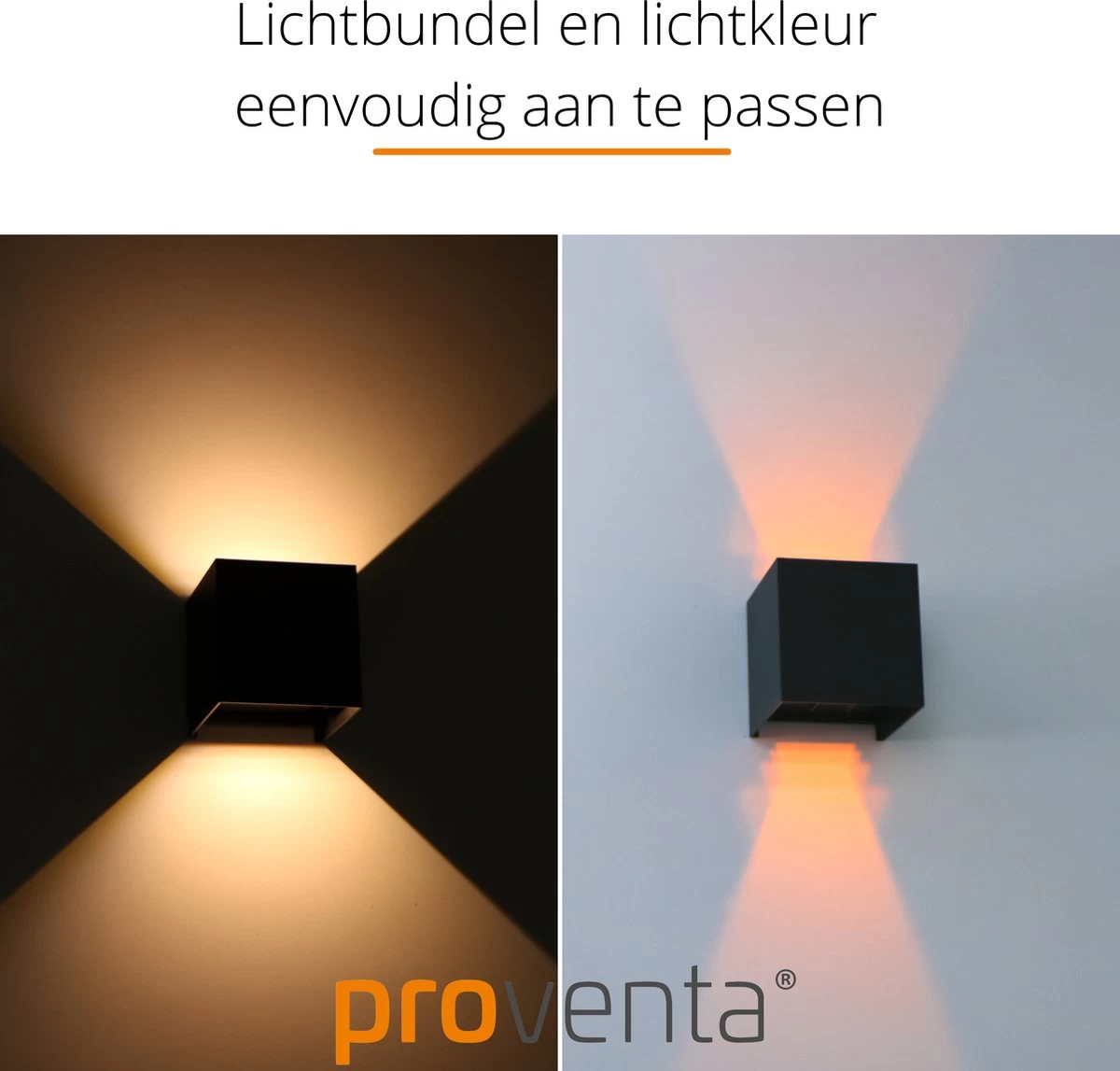 Proventa® Kubus Wandlamp Binnen - Dimbaar - Voor Woonkamers & Slaapkamers - Zwart - Afbeelding 2