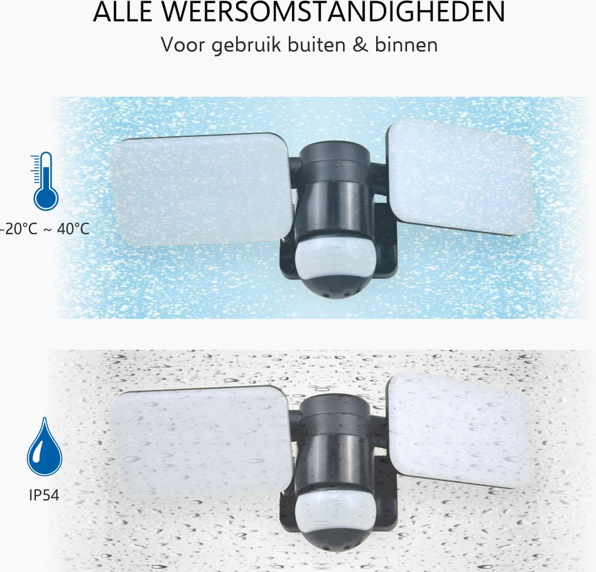 ELRO LF70 Duo LED Buitenlamp Met Bewegingssensor – 2x 10W – 1200LM – IP54 Waterdicht - Zwart - Afbeelding 7