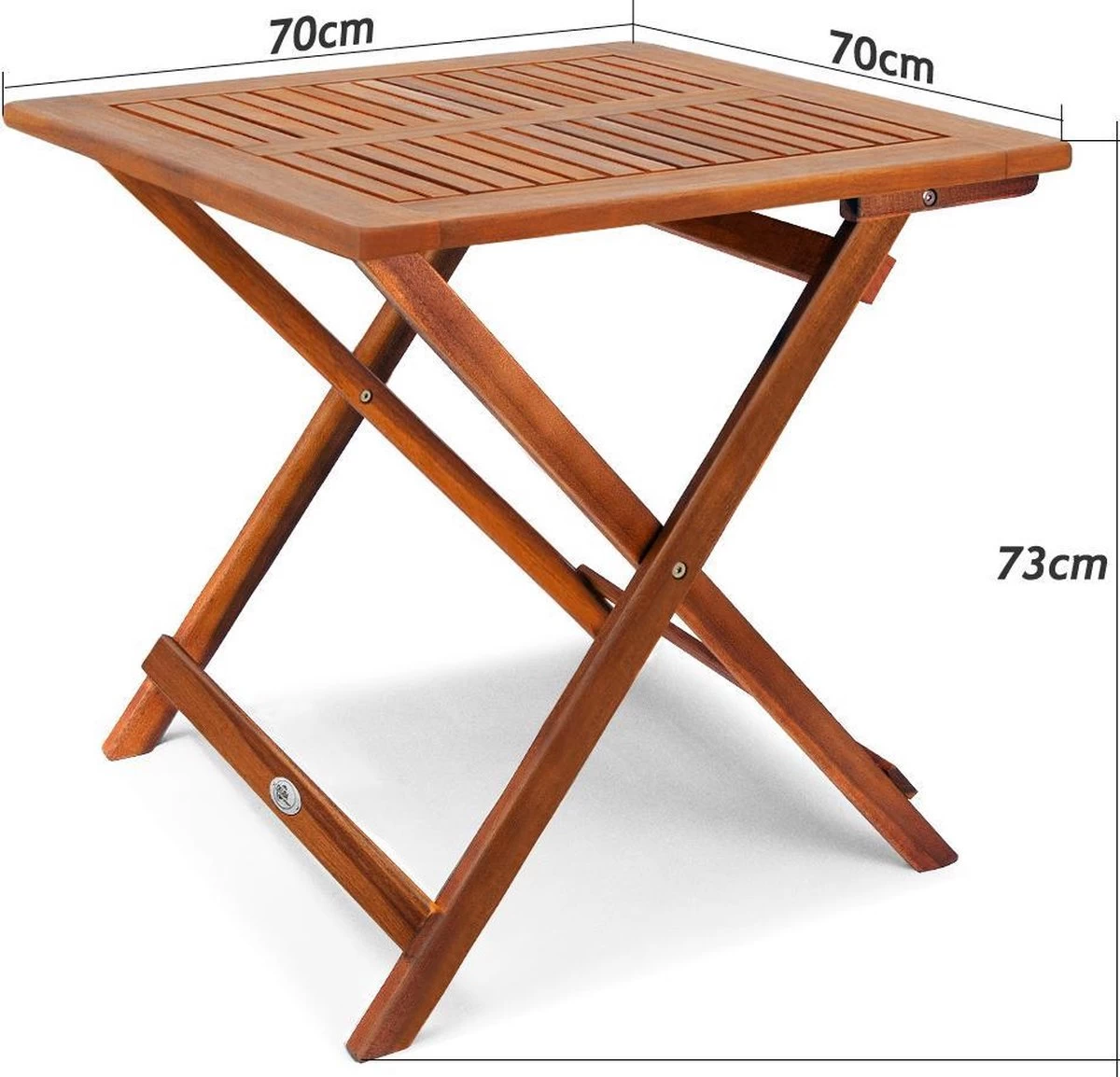 Casaria Bijzettafel Acacia Hout- Inklapbaar - 70x70x73 Cm Bruin - Afbeelding 7