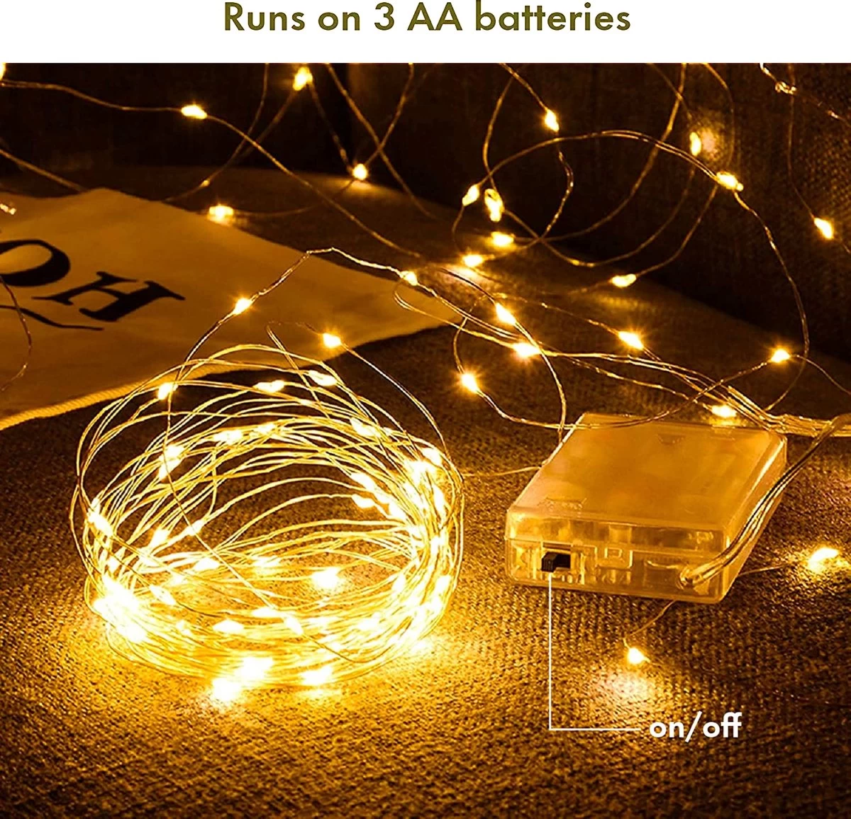 BOTC Lichtsnoer Binnen En Buiten Met Afstandsbediening - Fairy Lights 10 Meter - LED Lampjes Slinger - Soothe Lichtsnoer Binnen - Op Batterijen - Warm White - Afbeelding 8