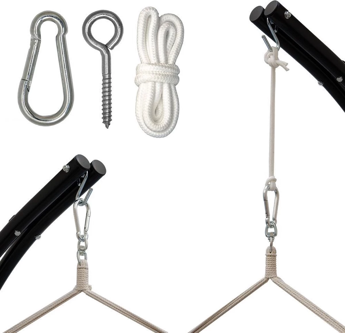 Metalen Ophangset Tot 160kg - Massieve Bevestiging Set Voor Hangstoel Hangmat - Plafond Wand Montage - Afbeelding 4