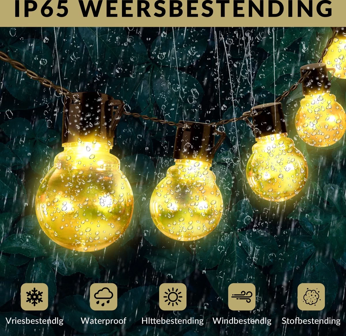 Homèlle Solar Lichtsnoer - 20 LED - 3+2 Meter - Warm-wit - ø5cm - Tuinverlichting Op Zonne-energie - Kerstverlichting - Buitenverlichting - Lichtslinger - Lampjes Slinger - Transparant - Afbeelding 2