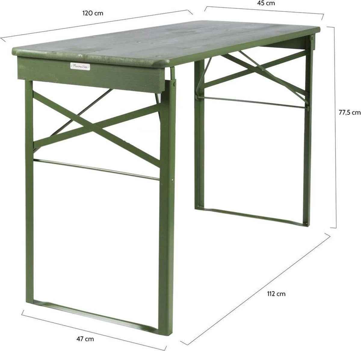MaximaVida Inklapbare Biertafel Berlijn 120 X 50 Cm Olijfgroen - FSC Hout - Afbeelding 6