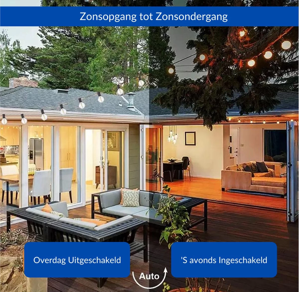 Merkloos Lichtsnoer Op Zonne-energie - Warm Wit - Tuinverlichting - Lichtslinger - 10M - Waterdicht - E27 Fitting - Warm Wit - Incl. 20 LED Lampen - Voor Binnen En Buiten - Solar Tuinverlichting - Afbeelding 4