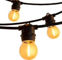 A Sunny Day Lichtsnoer Buiten - 5 Meter Inclusief 10 LED Lampen - 5 Meter Lichtsnoer Voor Buiten + 2 Meter Aansluitsnoer - Prikkabel - Priklicht - Lichtsnoer - 10 LED Lampen - E27 Fitting - Verlengbaar - Lichtsnoer Binnen