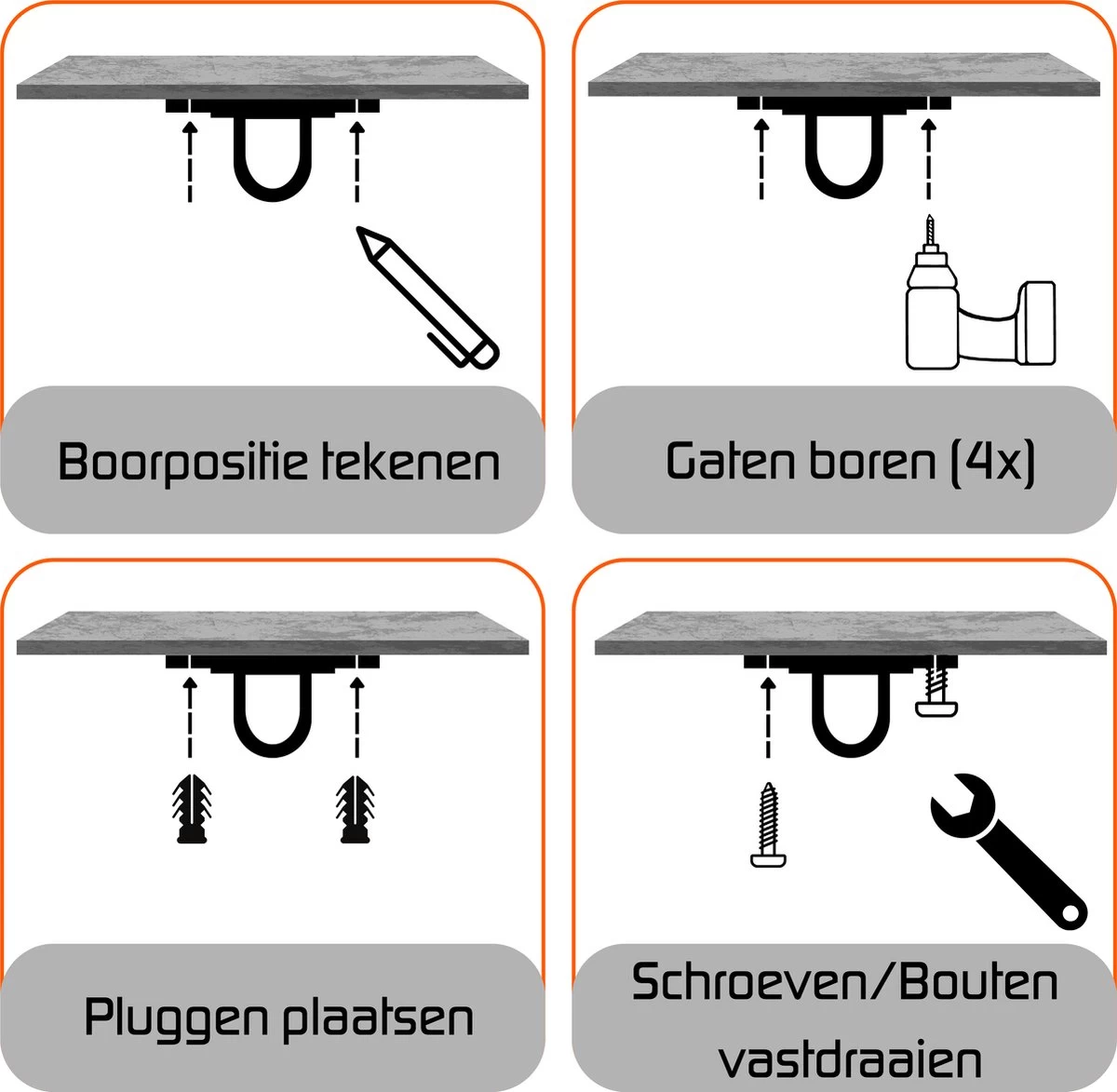 Plafondhaak – Voor Beton En Hout - Hangstoel – Hangmat – Bokszak – RVS – Binnen En Buiten – Ophangsysteem – Ophanghaak – 400KG - Afbeelding 4