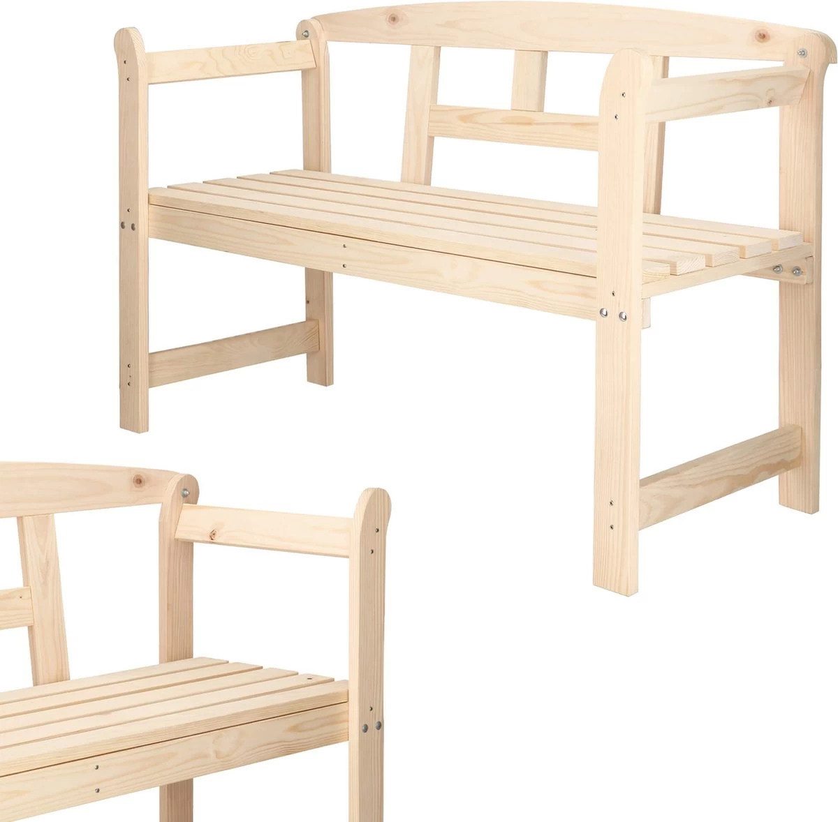 Merkloos Springos Tuinbank | Tuinbankje | Zitbank Buiten | Naaldhout | 119 X 78 X 45 Cm | Licht - Afbeelding 11